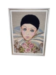 Portret  Pierrot- wyszywany