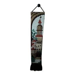 Kilim vintage z motywem kościoła – Niemcy, lata 70